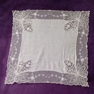 Elegant White Lace Handkerchief